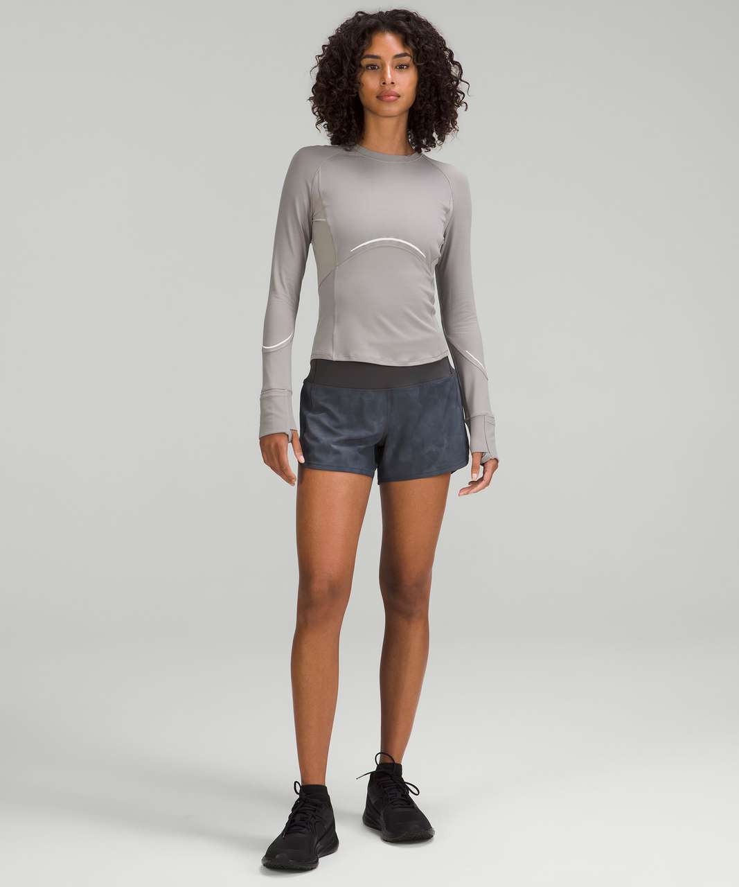 Lululemon Speed Up High-Rise Lined Short 4" - Diamond Dye Pitch Grey Graphite Grey / Graphite Grey