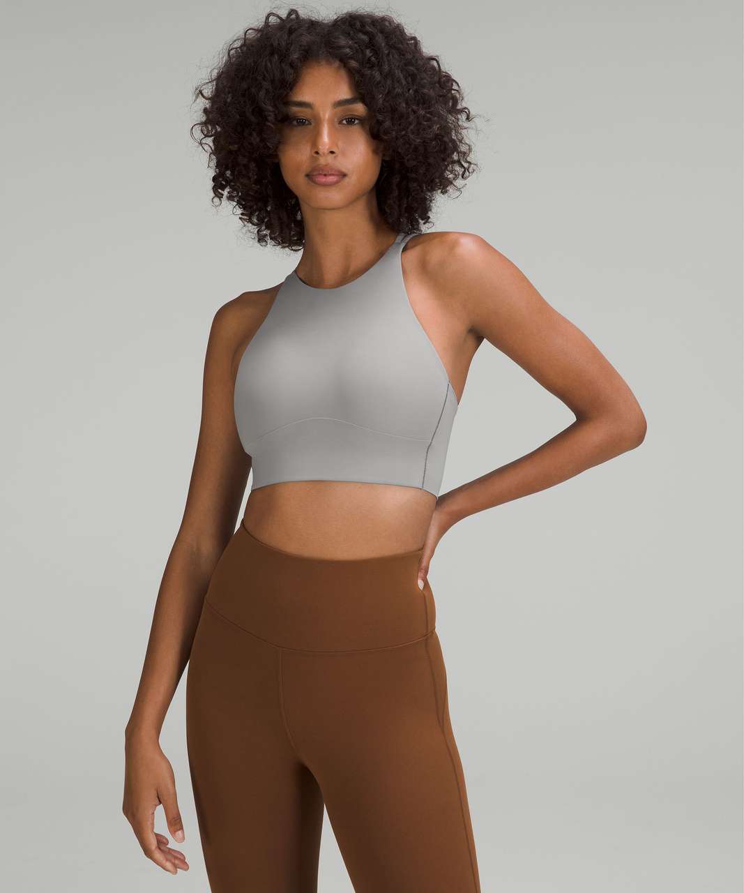 Lululemon Like a Cloud High-Neck Longline Bra *Light Support, B/C Cup -  Gull Grey - lulu fanatics