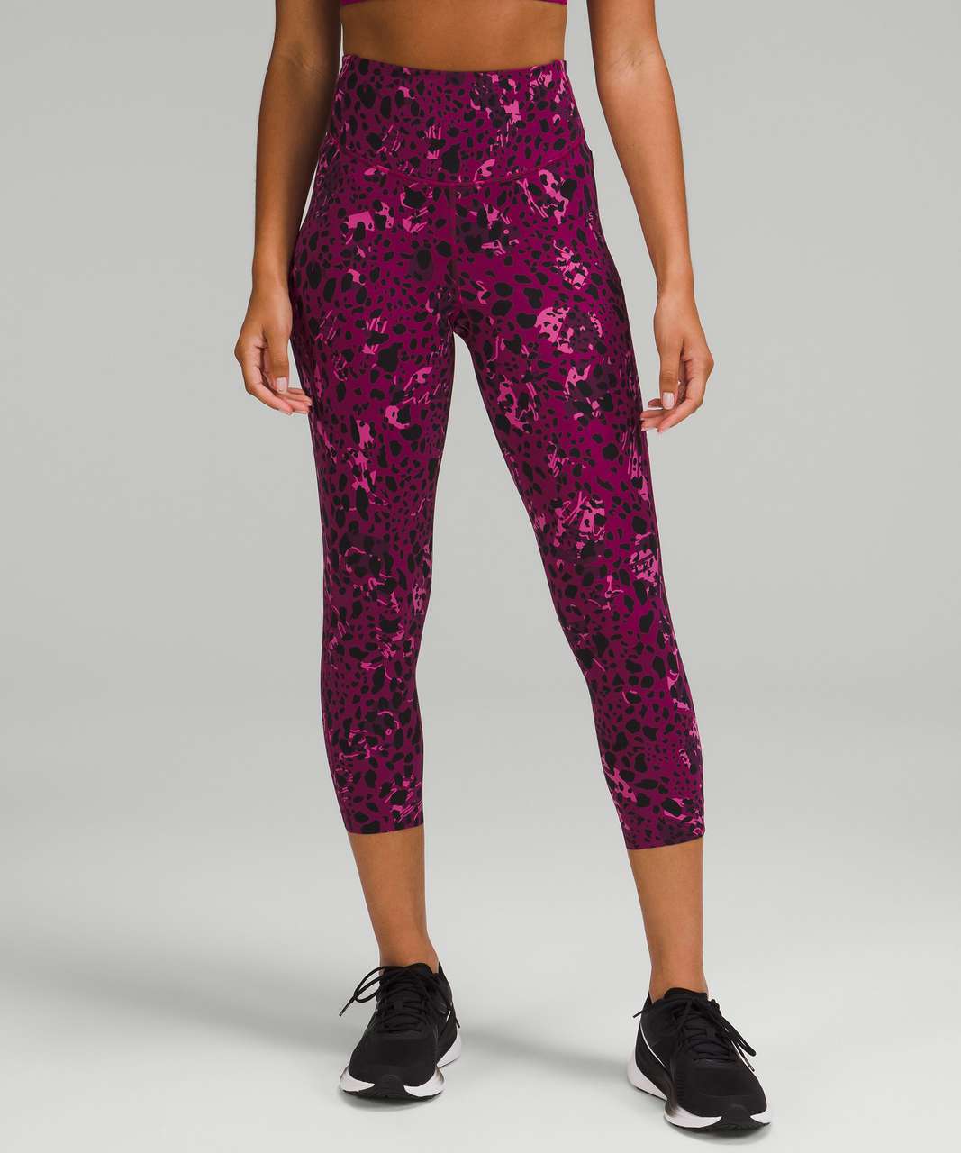 Lululemon Base Pace High-Rise Crop 17 - Cheetah Camo Magenta Purple Multi  - lulu fanatics