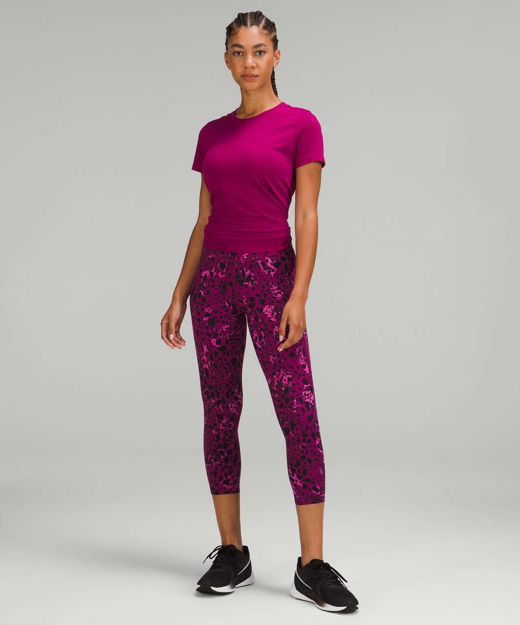 Lululemon Base Pace High-Rise Crop 23" - Cheetah Camo Magenta Purple Multi