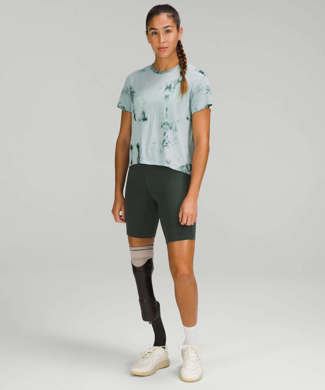 Lululemon Train to Be Short Sleeve Shirt - Rain Stripe Marble Dye Tidewater Teal