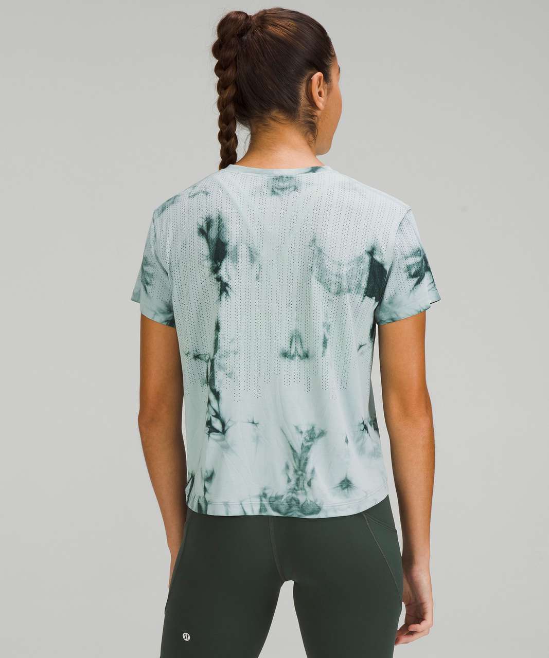 Lululemon Train to Be Short Sleeve Shirt - Rain Stripe Marble Dye Tidewater Teal