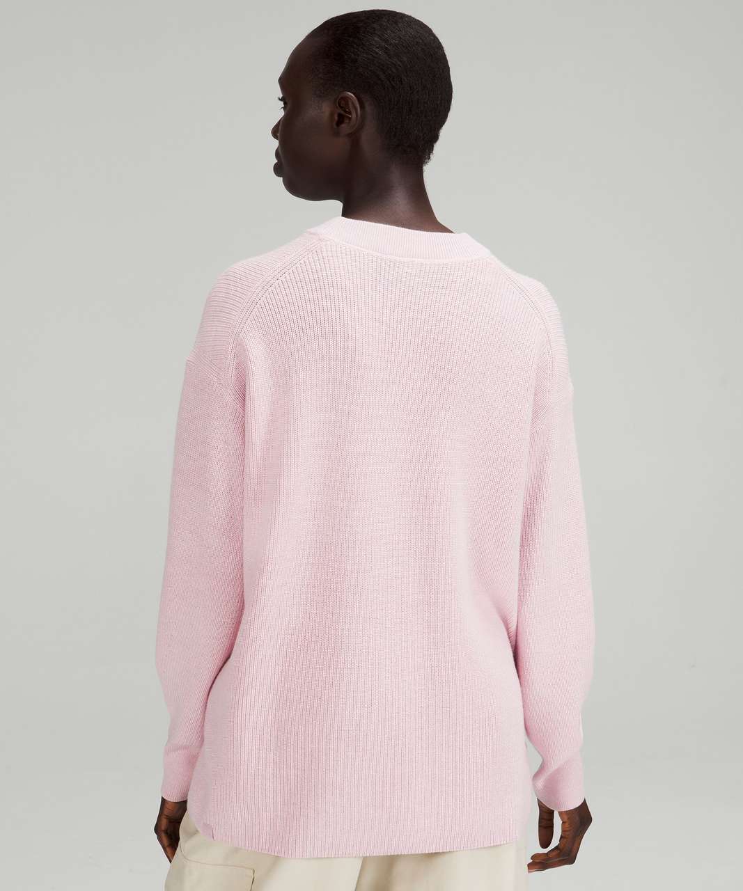 Lululemon Merino Wool-Blend Ribbed Crewneck Sweater - Heathered Pink Peony