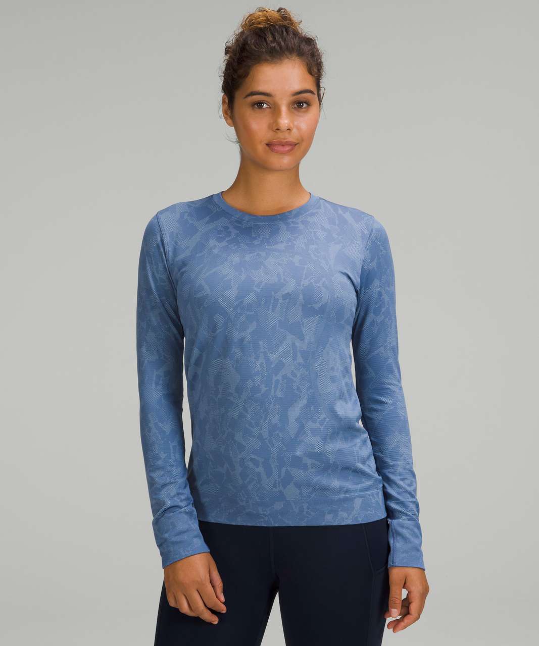 Lululemon Swiftly Relaxed-Fit Long Sleeve Shirt - Mosaic Multiply Water Drop / Blue Linen