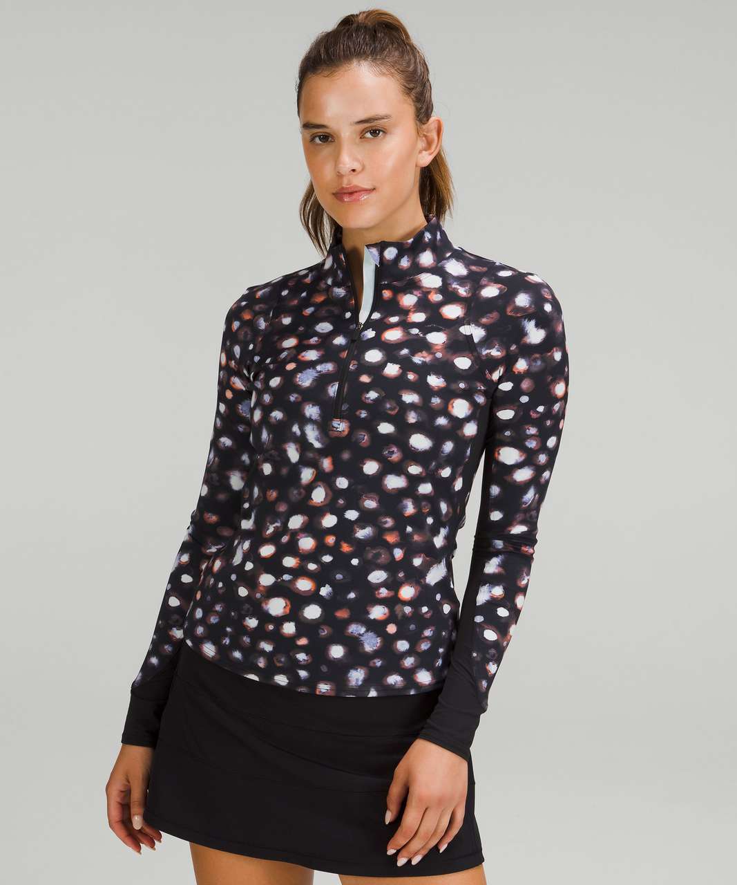 Lululemon Nulux Half-Zip Long Sleeve Shirt - Haze Dot Inverse Orange Multi