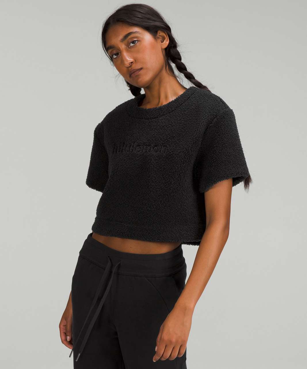 Lululemon Textured Fleece Embroidered Logo T-Shirt - Black