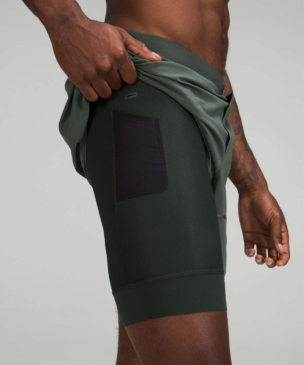 Lululemon Surge Lined Short 6" *Special Edition - Smoked Spruce / Rainforest Green