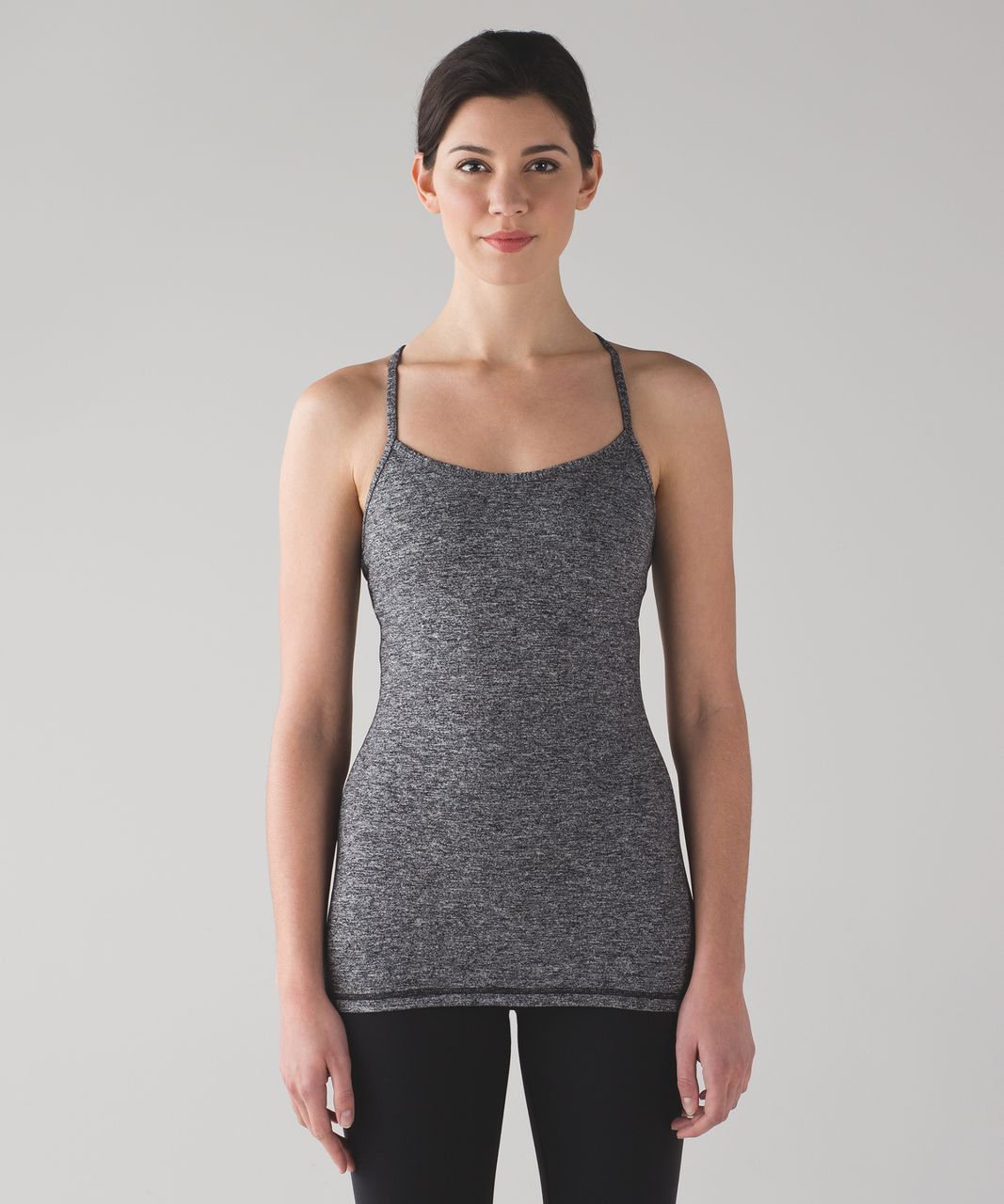 Lululemon Built In Bra Power Y Tank Size 6 Light Black Stripes