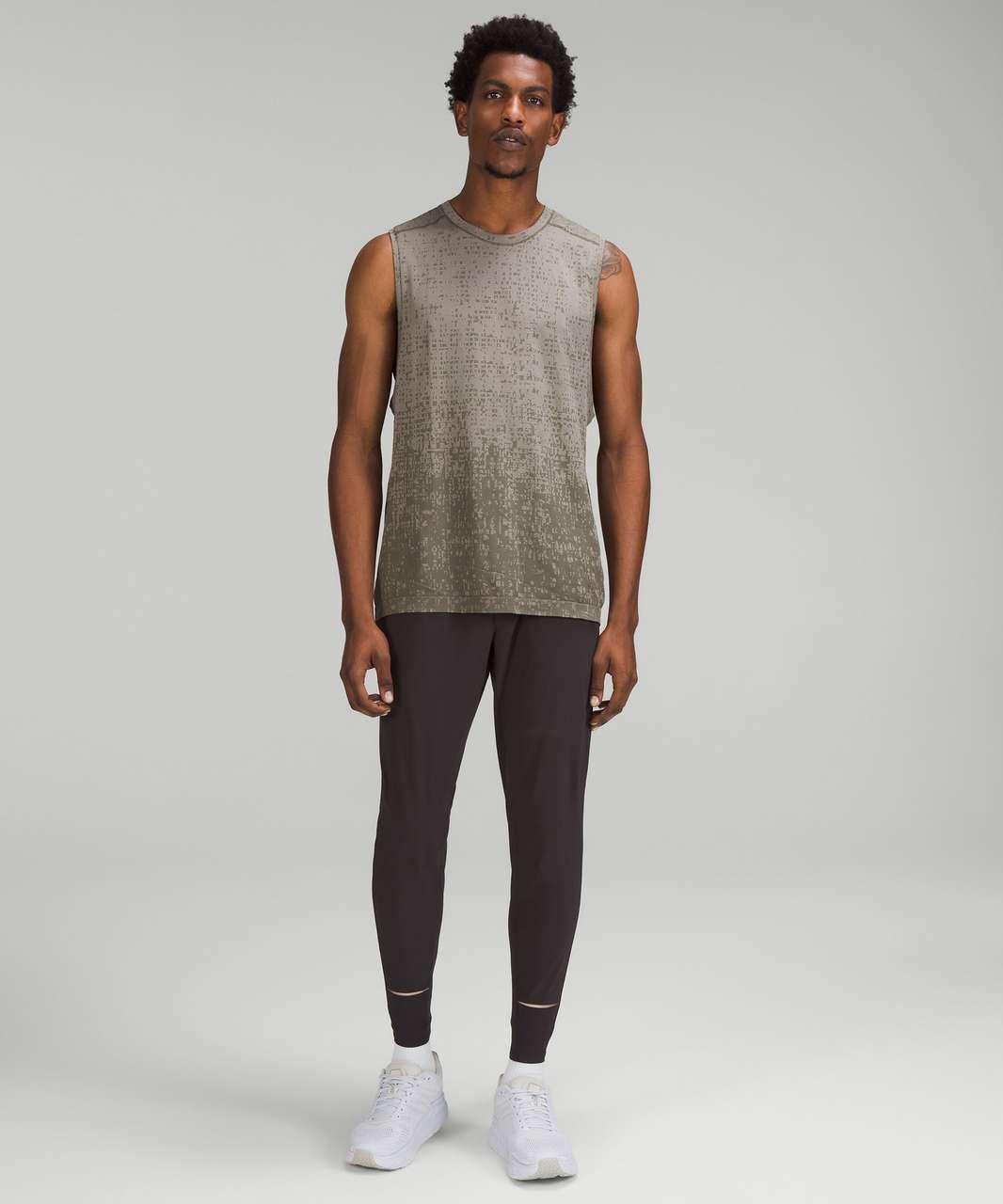 Lululemon Metal Vent Tech Sleeveless Shirt 2.0 - Cube Calibrate Gull Grey /  Carob Brown - lulu fanatics