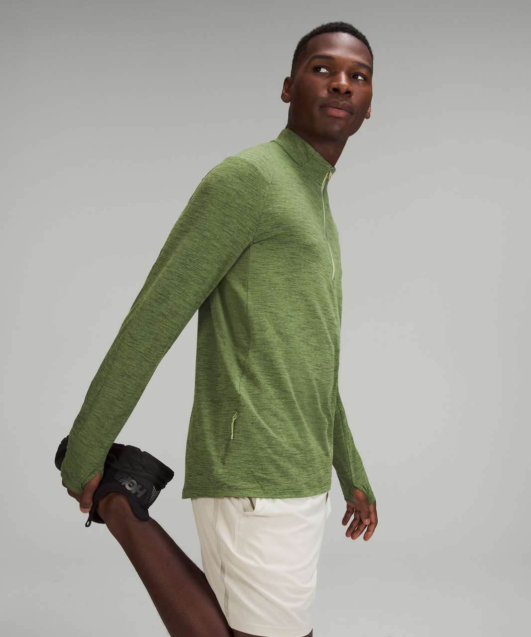 Lululemon Surge Warm Half-zip In Tri Colour Rulu Willow Green