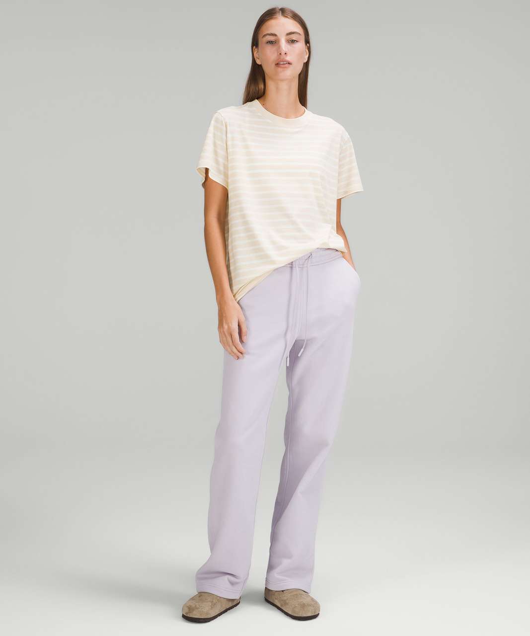 Lululemon All Yours Cotton T-Shirt - Yachtie Stripe Pale Linen Lemon Sorbet