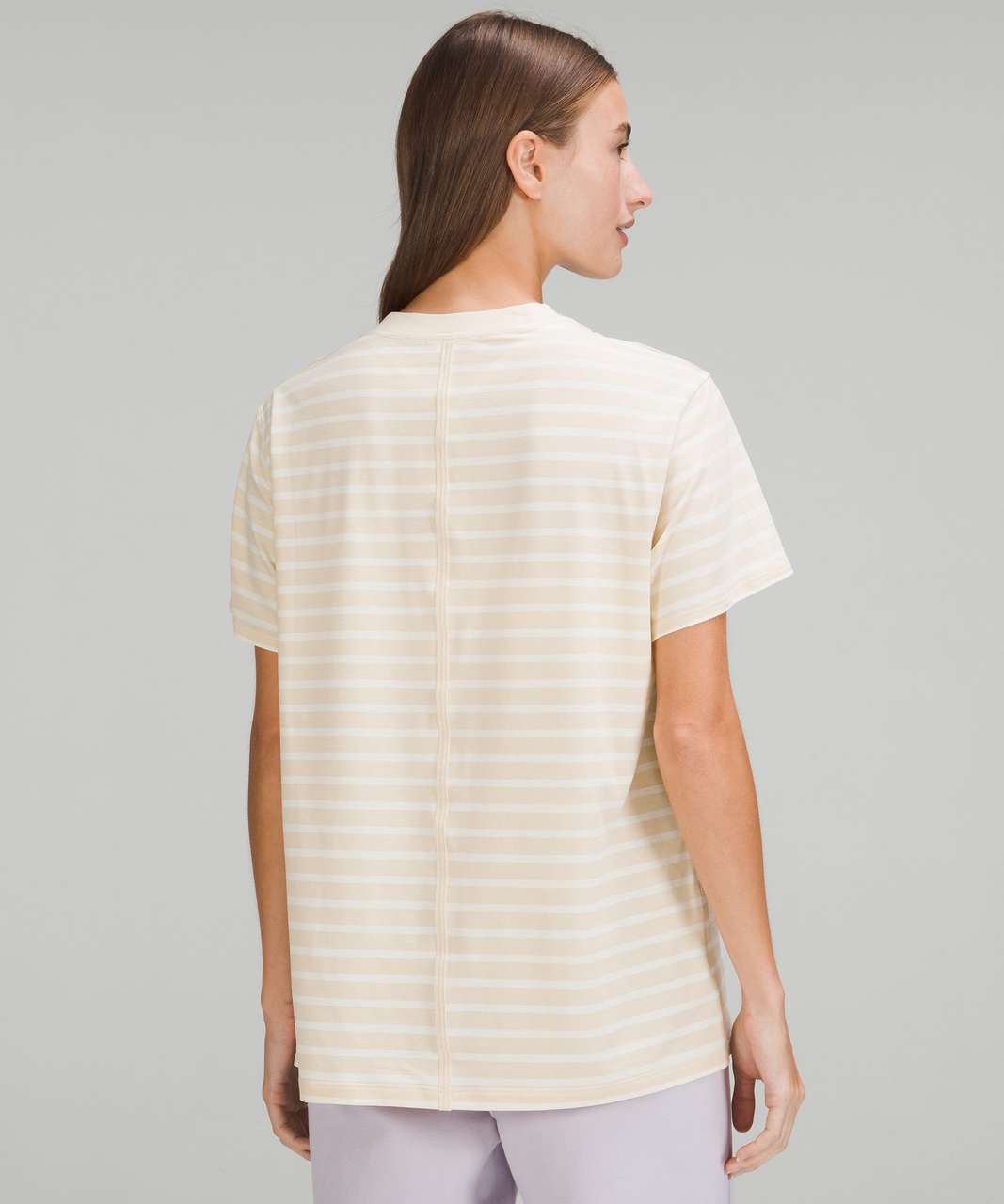 Lululemon All Yours Cotton T-Shirt - Yachtie Stripe Pale Linen Lemon Sorbet