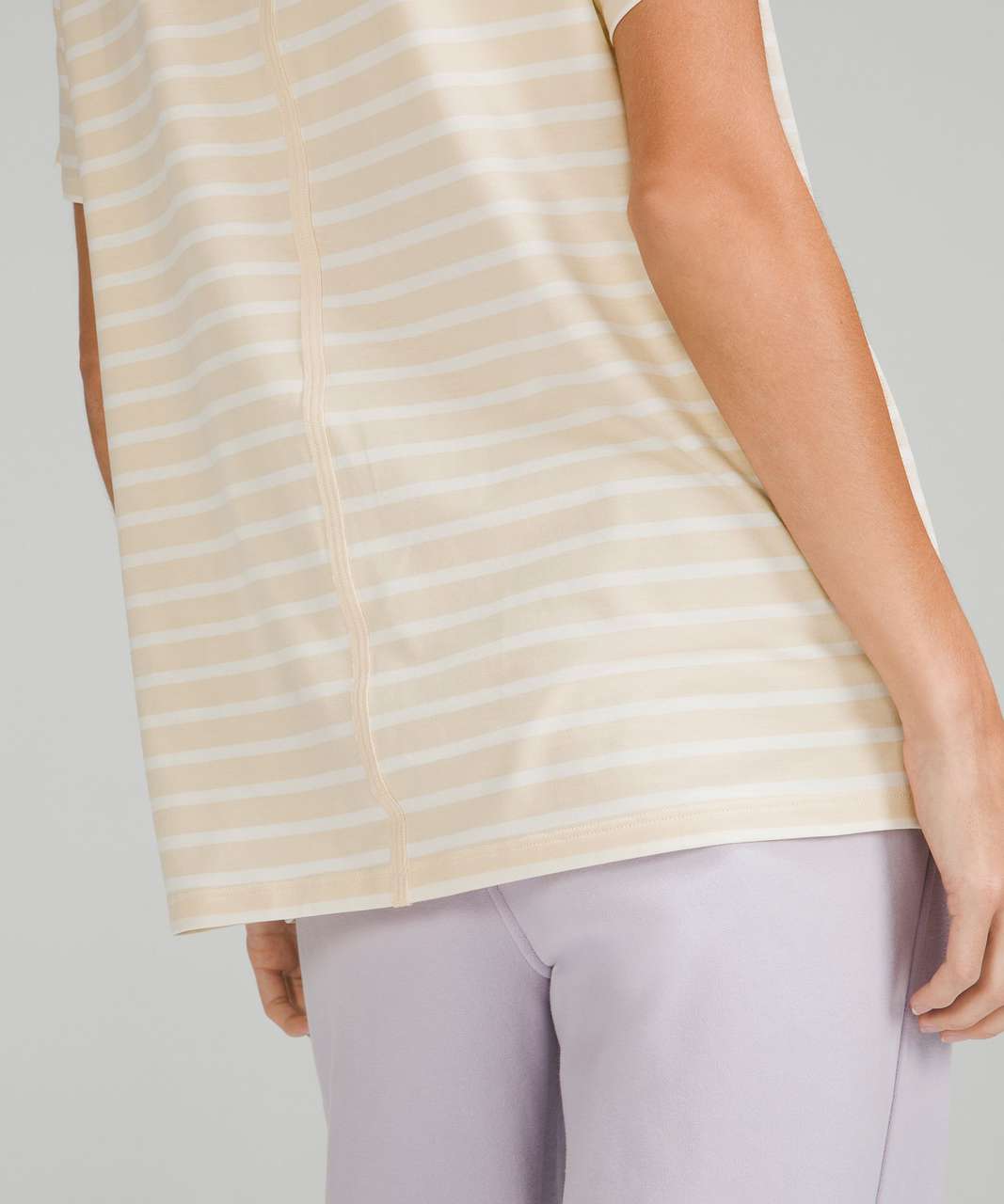 Lululemon All Yours Cotton T-Shirt - Yachtie Stripe Pale Linen Lemon Sorbet