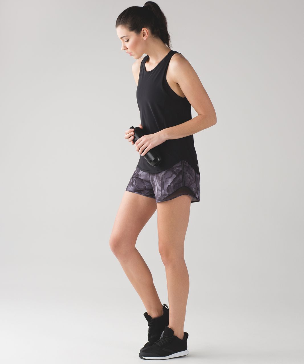 Lululemon Hotty Hot Short (Long 4") - Mini Midnight Tulle Multi Black / Black