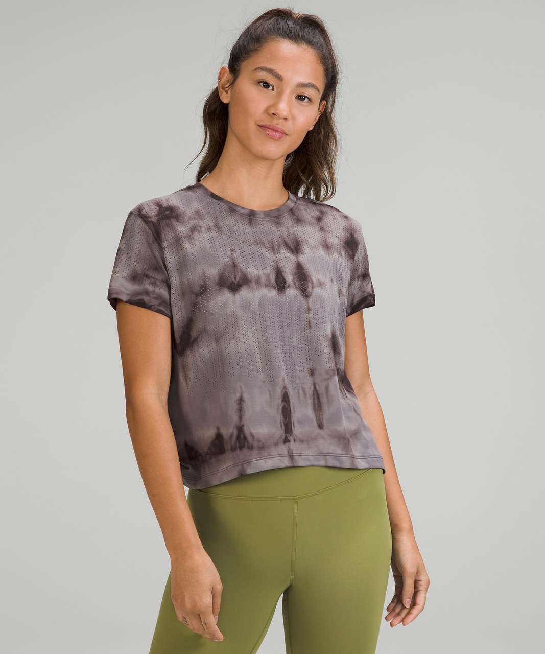 Lululemon Train to Be Short Sleeve Shirt - Rain Stripe Marble Dye Black Granite