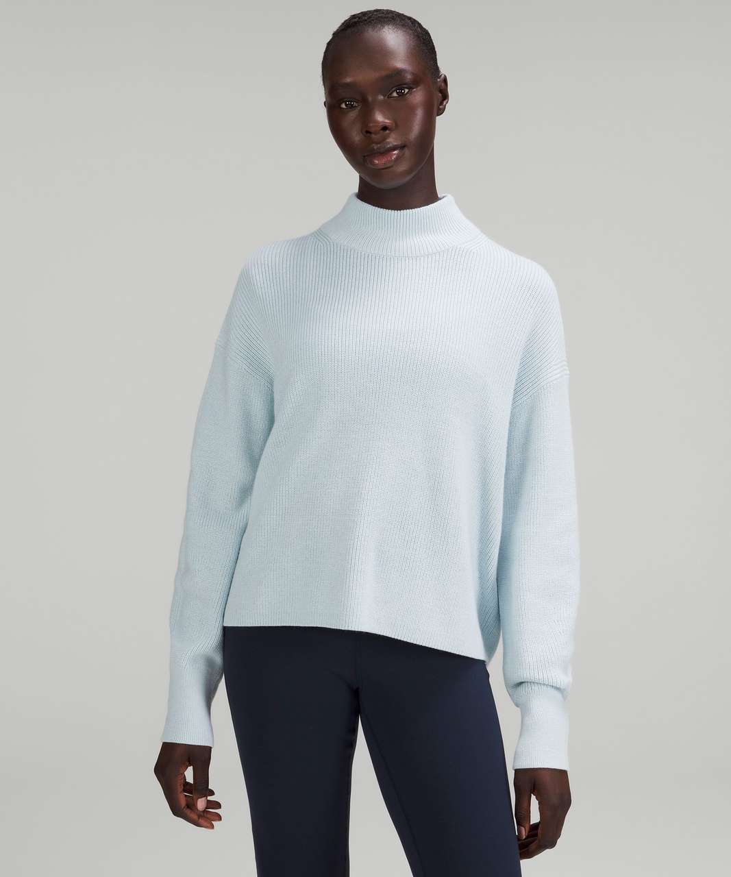 Lululemon Merino Wool-Blend Ribbed Turtleneck Sweater - Powder Blue - lulu  fanatics