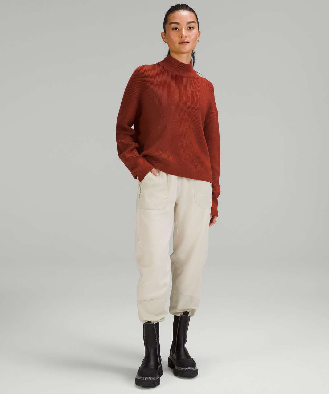Lululemon Merino Wool-Blend Ribbed Turtleneck Sweater - Cayenne