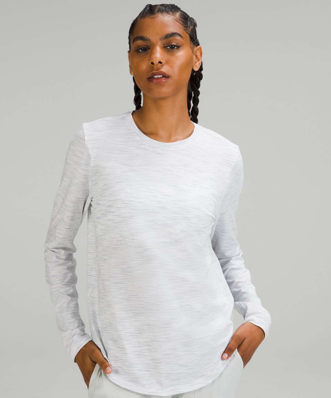 Lululemon Love Long Sleeve Shirt - 3 Colour Space Dye Ice Grey Alpine White