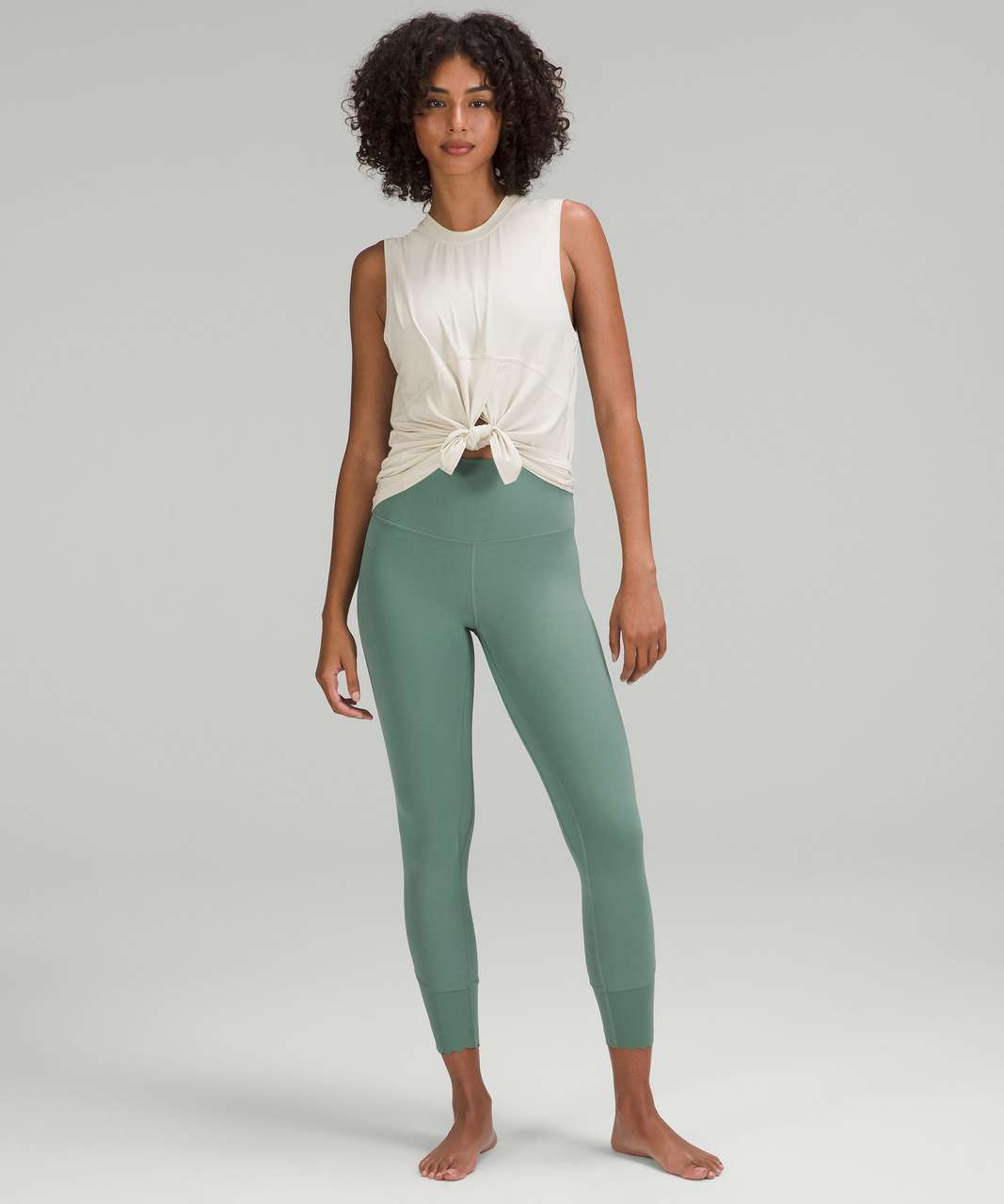 Lululemon Nulu and Mesh Mid-Rise Yoga Crop 23 - Tidewater Teal - lulu  fanatics