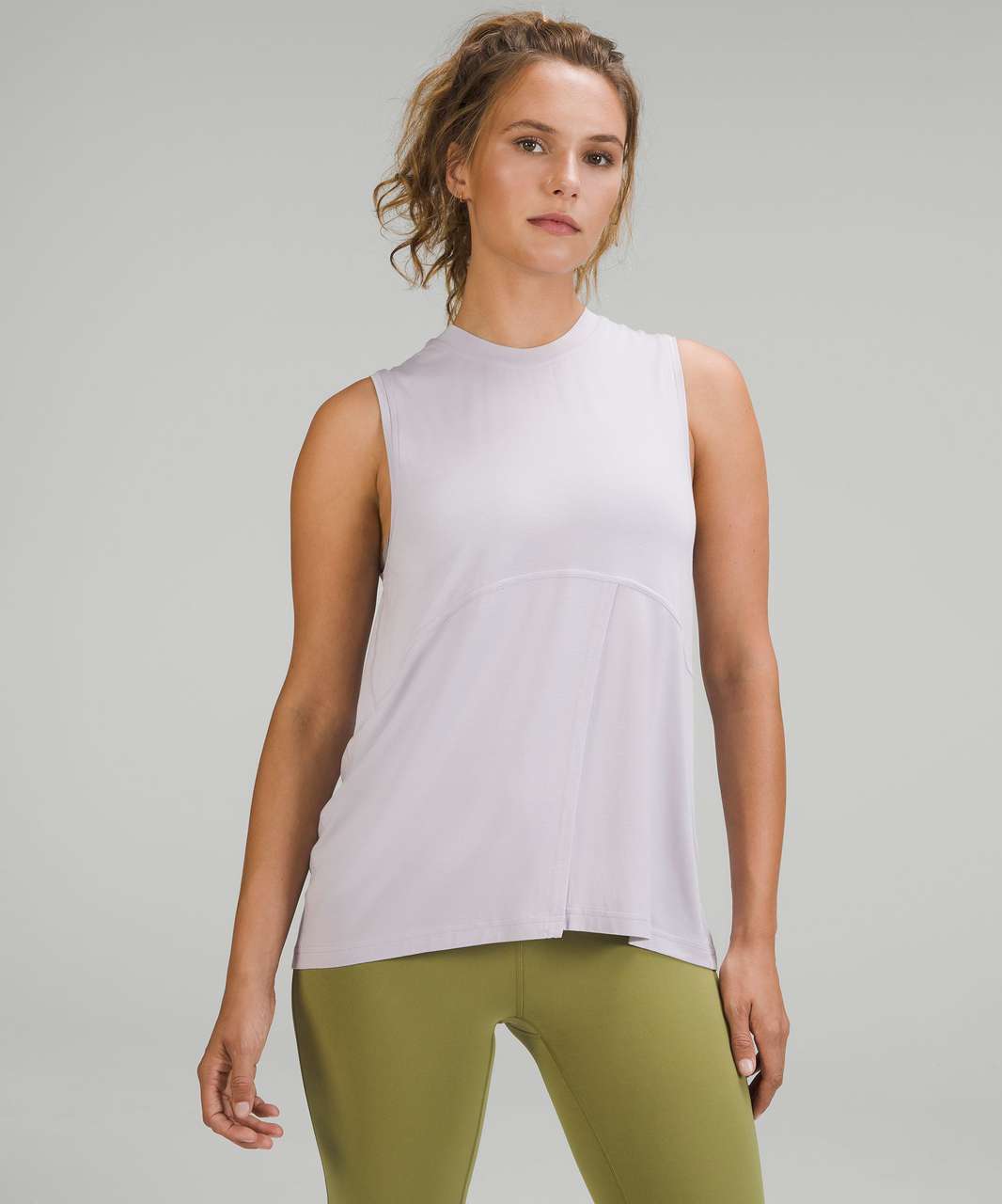 lululemon Women's Modal-Silk Blend Tie-Front Yoga T-Shirt, Faint Lavender Size  10, Compare