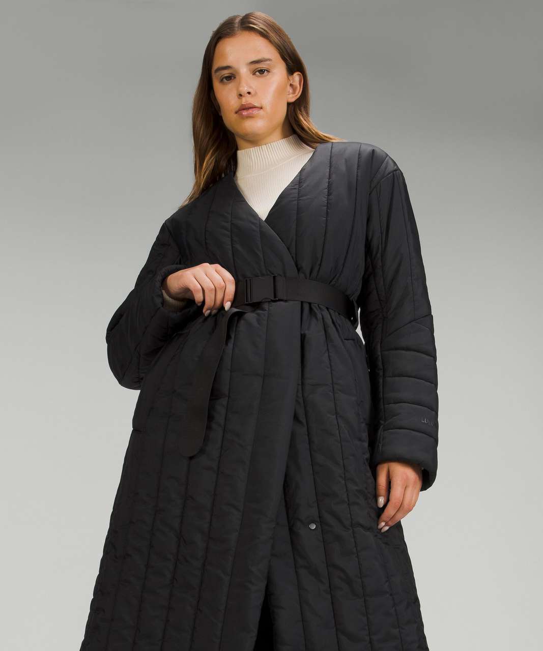 Lululemon Belted Long Insulated Jacket - Black - lulu fanatics