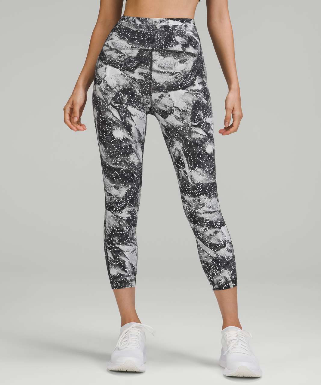 Lululemon White & Grey Marble High Waisted Leggings- Size 2