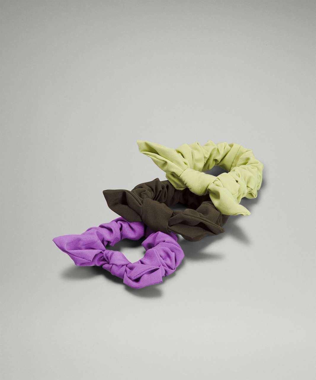 Lululemon Uplifting Bow Scrunchie 3 Pack - Moonlit Magenta / Dark Olive / Wasabi