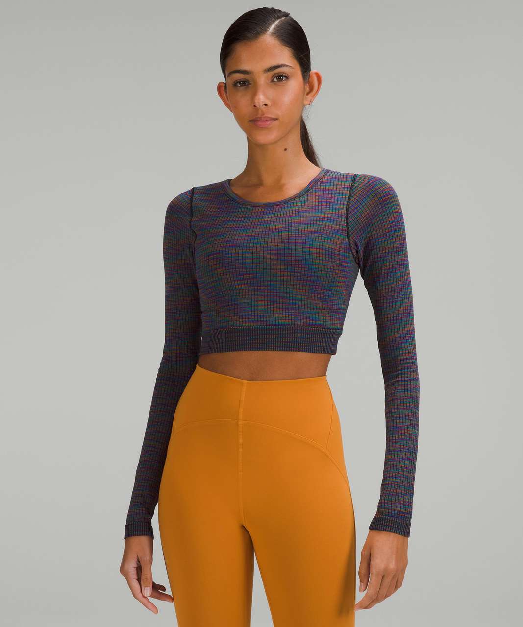 Lululemon Ebb to Street Long Sleeve Shirt - Rainbow Multi / Black ...