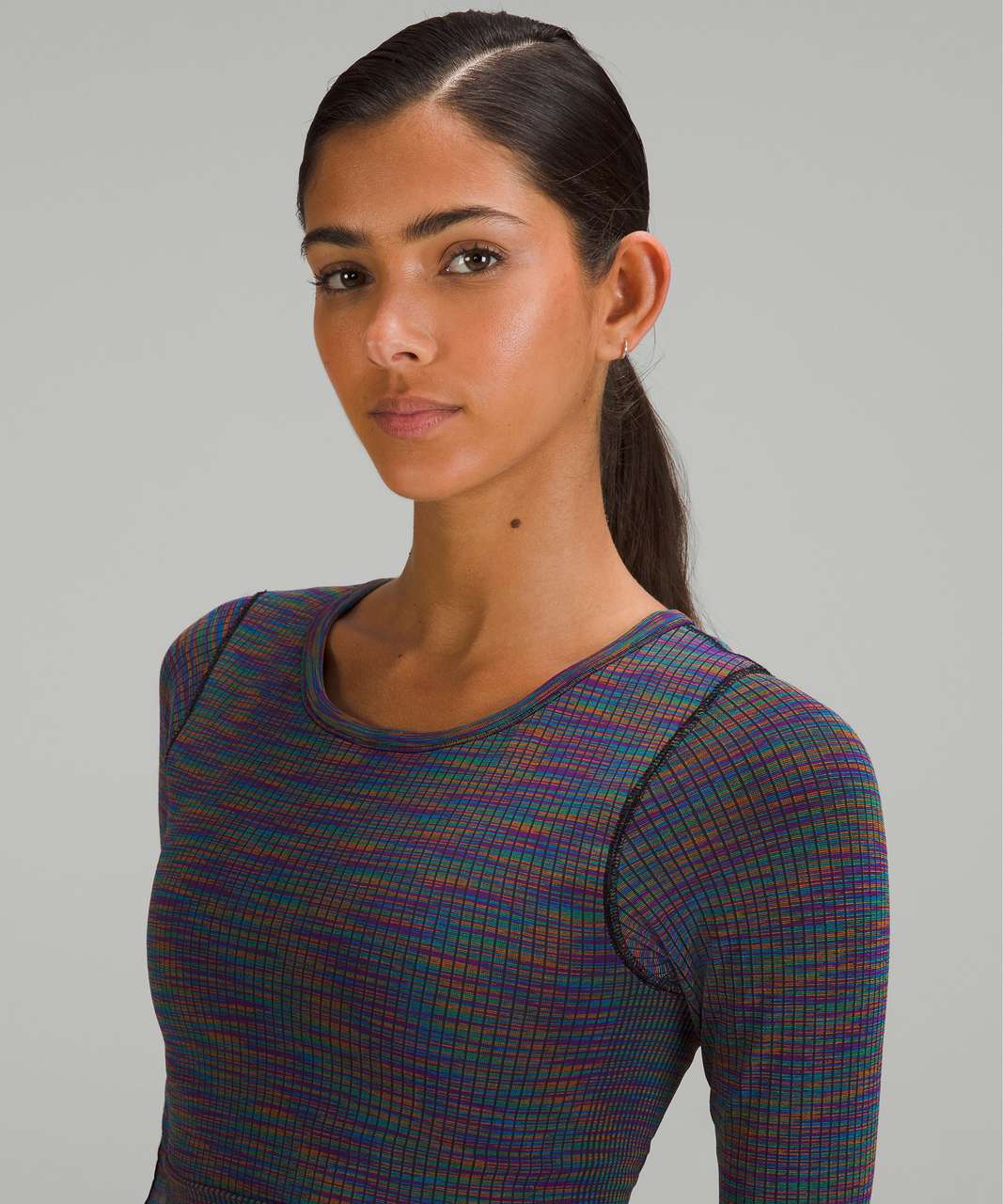 Lululemon Ebb to Street Long Sleeve Shirt - Rainbow Multi / Black