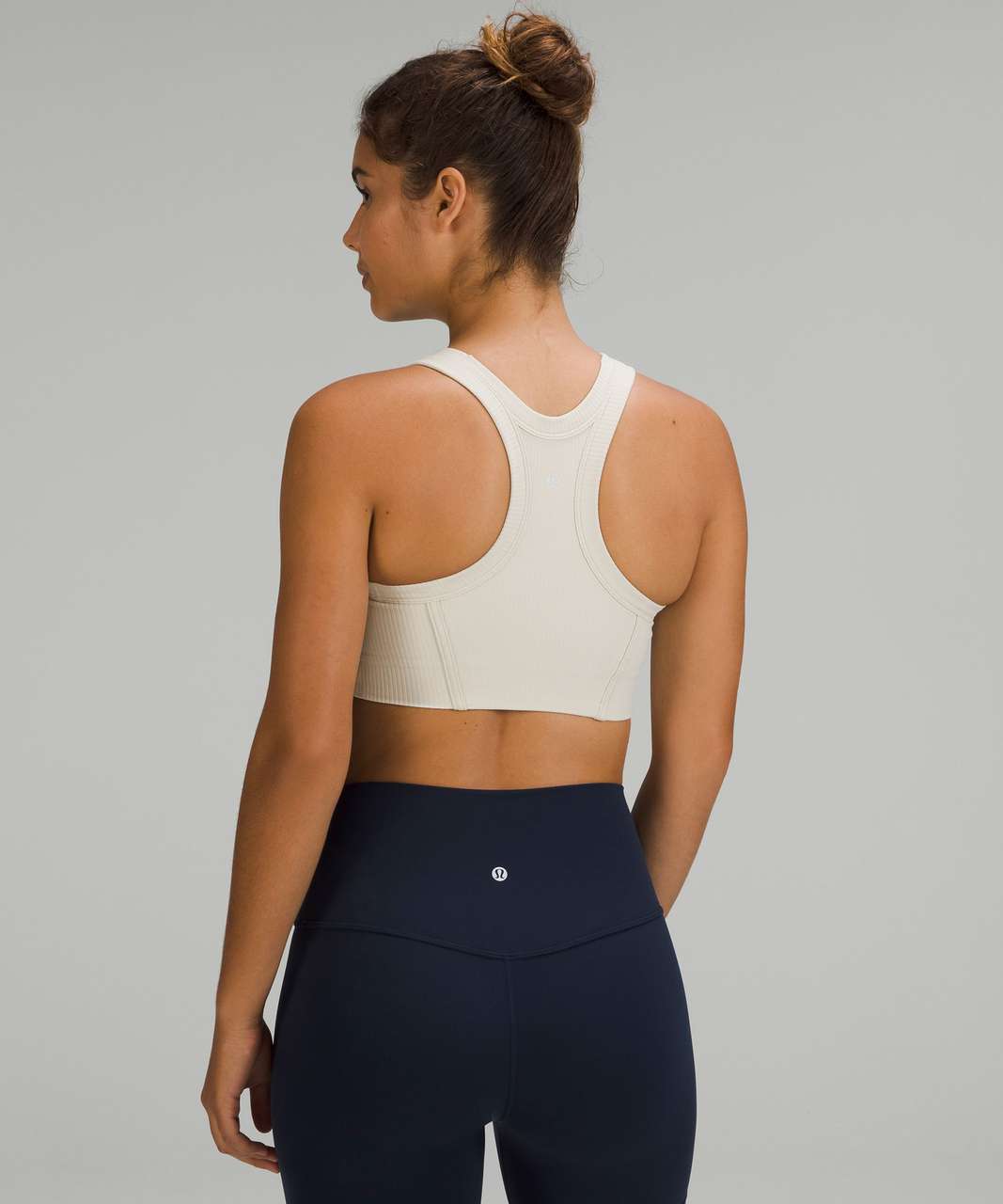 Lululemon Ribbed Nulu High-Neck Yoga Bra - Natural Ivory - lulu fanatics