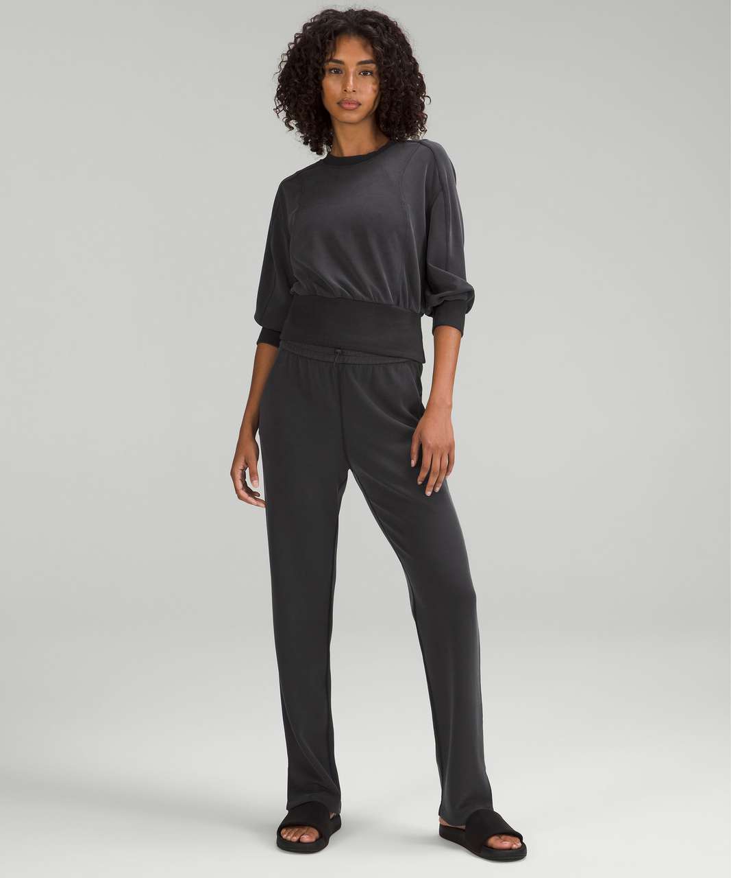 Lululemon Softstreme Ribbed-Hem Pullover - Black - lulu fanatics