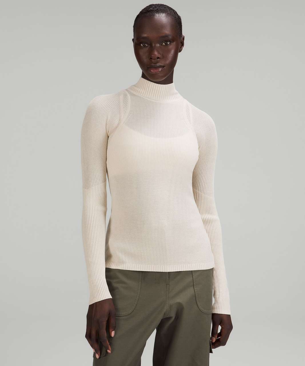 Lululemon Merino Wool Mockneck Light Sweater - Natural Ivory