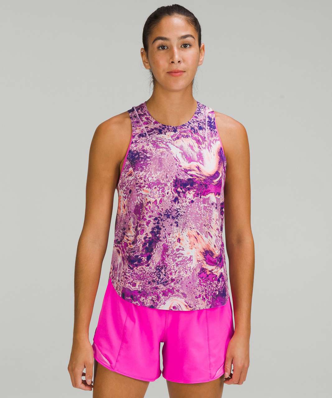 Lululemon Long for Length Tank - Diamond Dye Pink Bliss Spanish Oak - lulu  fanatics