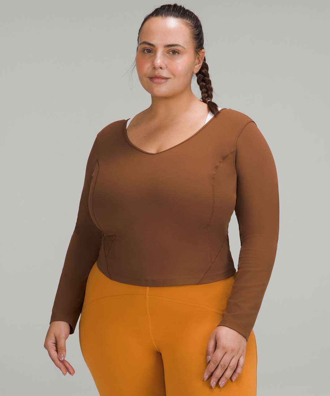 Buy the Lululemon It's Rulu Run Long Sleeve Size 6 Roasted Brown