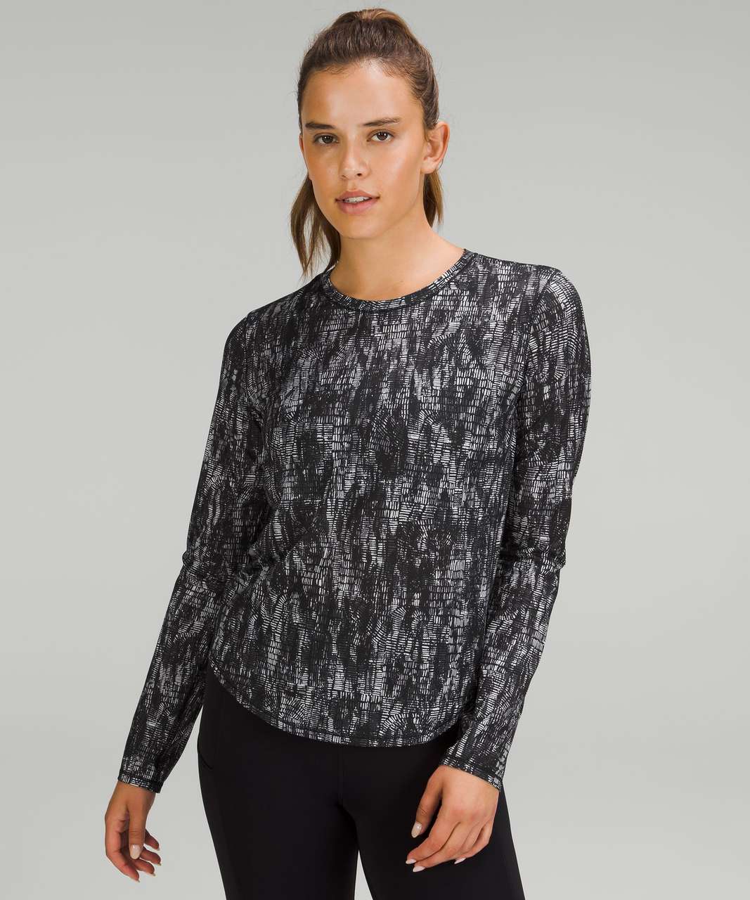 Lululemon High-Neck Running and Training Long Sleeve Shirt - Lino Slide Alpine White Black