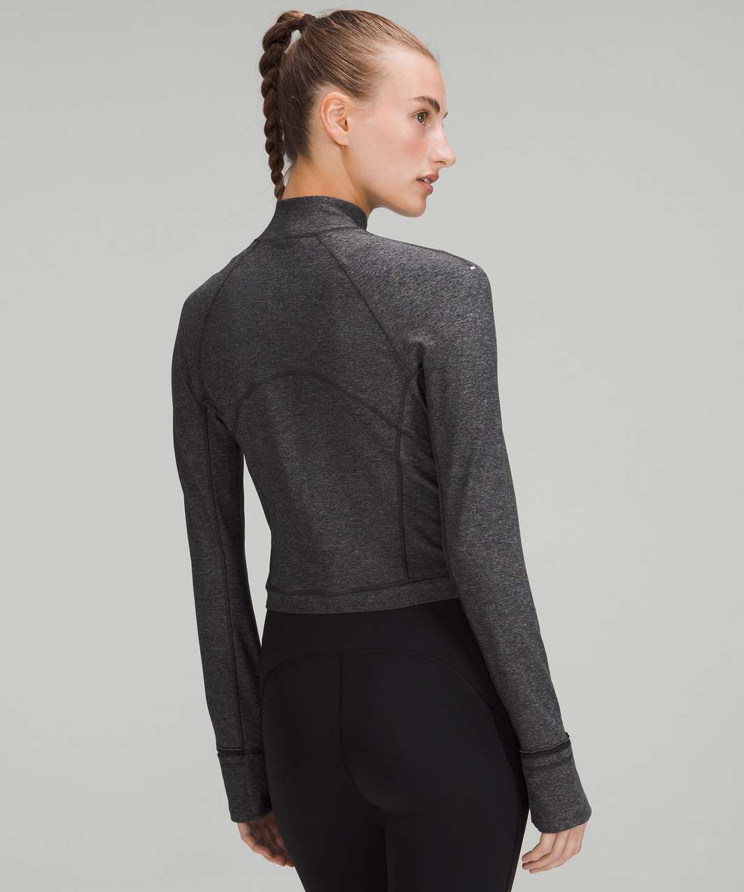 Lululemon Its Rulu Run Cropped Half Zip - Heathered Rover / Black