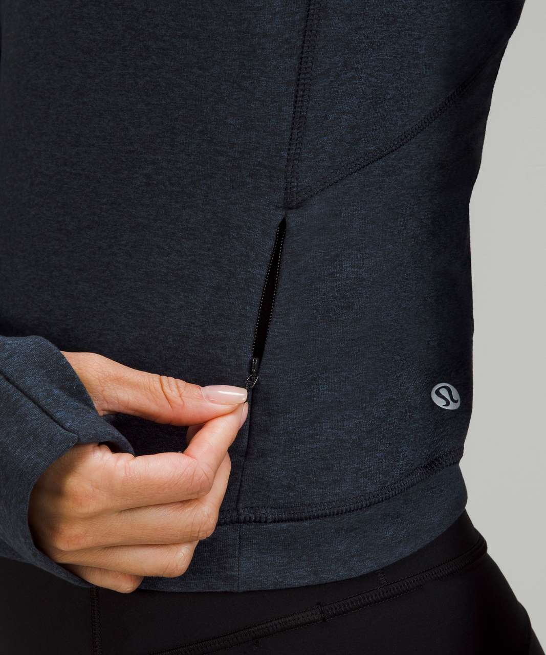 Lululemon Its Rulu Run Cropped Half Zip - Heathered True Navy / Black