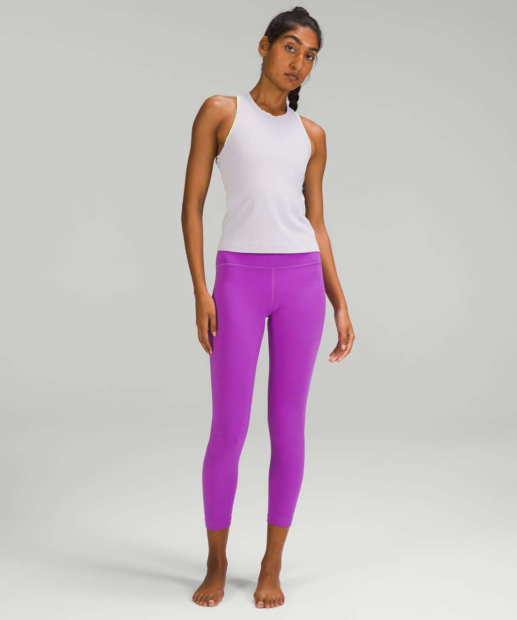 What do you think of this colour combo? I'm especially unsure if Dark  Lavender suits me at all? Dark Lavender Modal-Silk Yoga Tank Top (6) +  Velvet Dust Align Pant (8) +