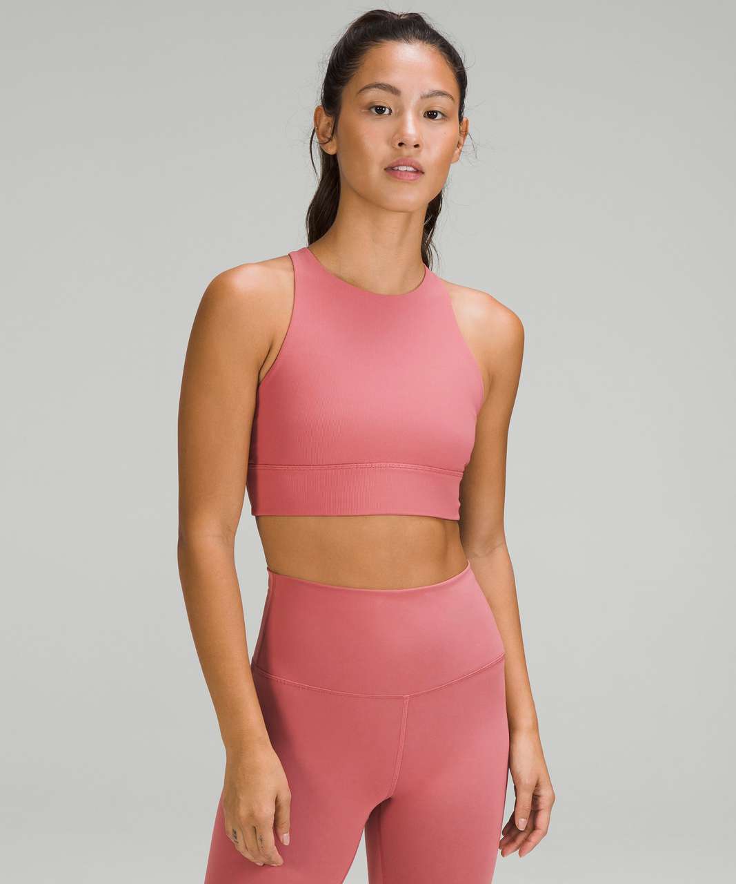 Lululemon Energy High-Neck Longline Ribbed Luxtreme Bra *Medium Support,  B–D Cups - Brier Rose - lulu fanatics