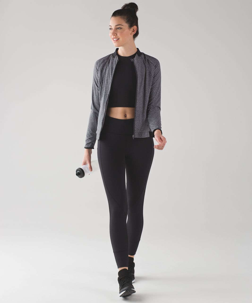 LULULEMON Hit It Jacket Frozen Fizz Black White Zip Front