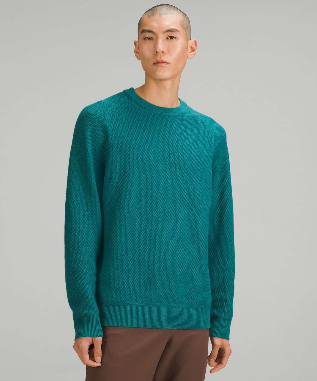 Lululemon Textured Knit Crewneck Sweater - Heathered Green Jasper - lulu  fanatics