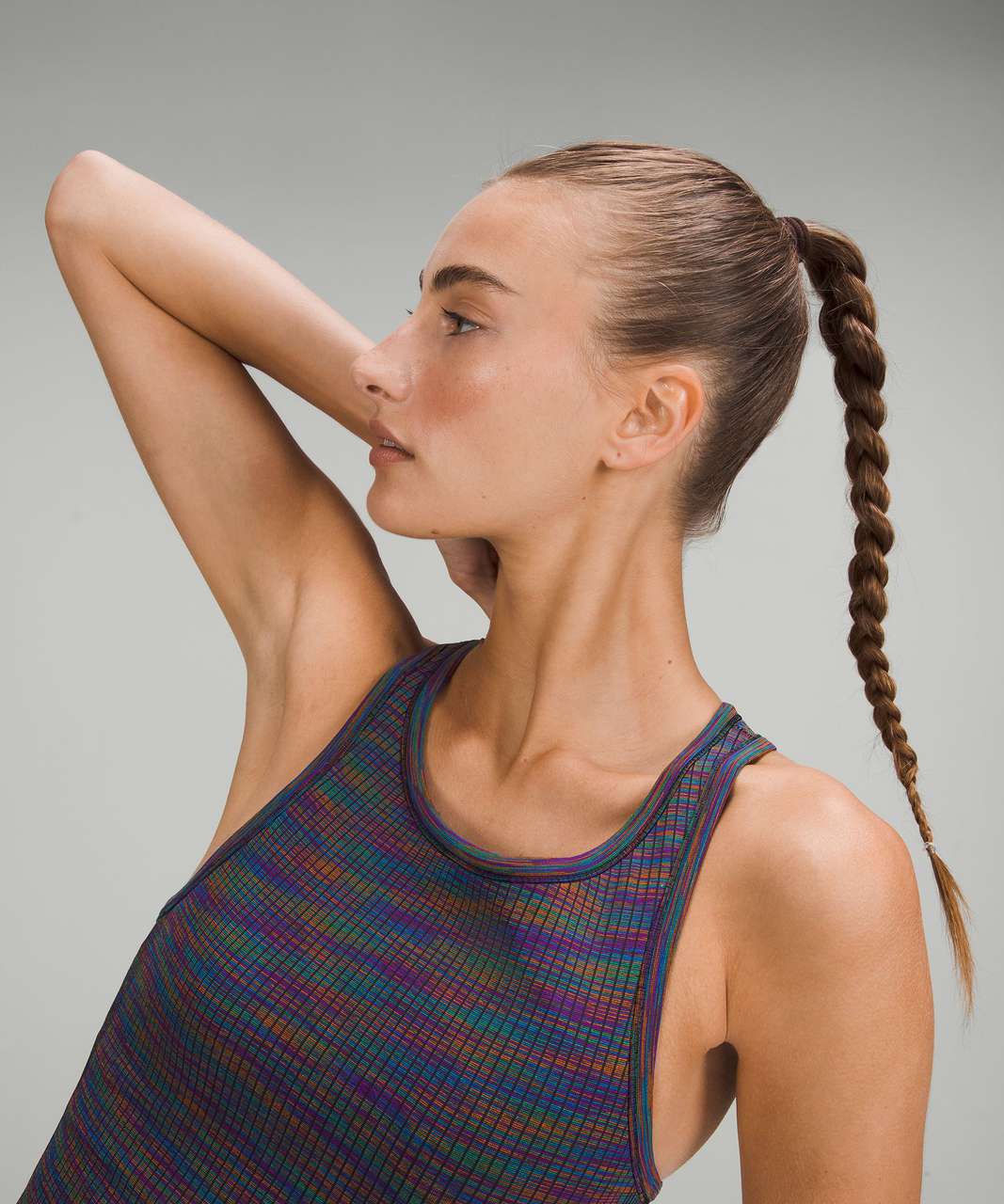 Lululemon Ebb to Street Racerback Multicolour Crop Tank Top - Rainbow Multi / Black