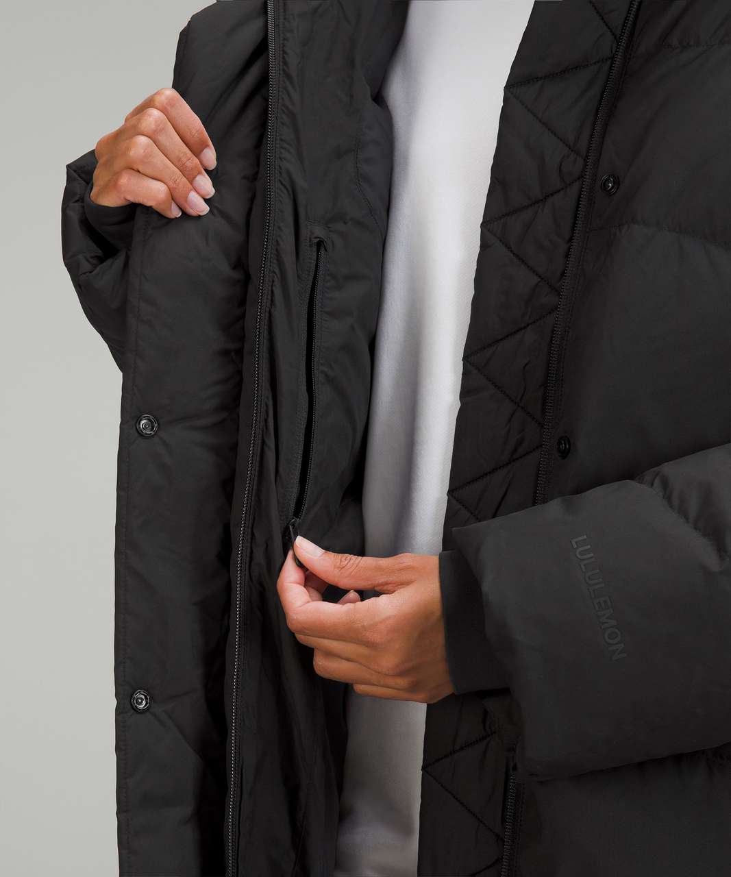 Lululemon Long Oversized Down Jacket - Black - lulu fanatics