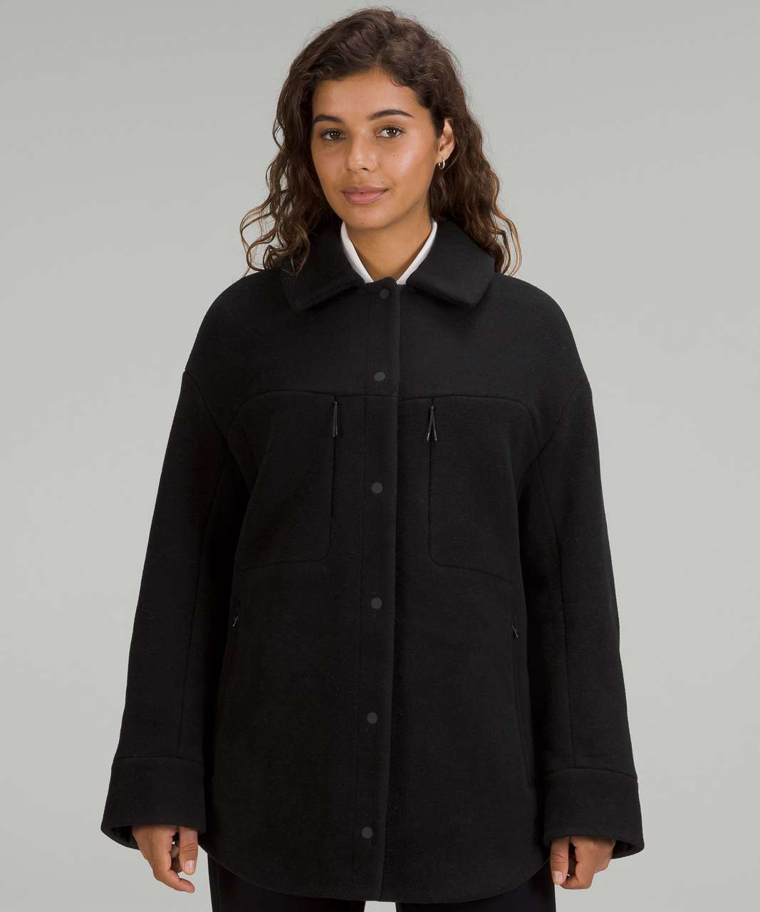 Lululemon Insulated Wool Shirt Jacket - Black - lulu fanatics