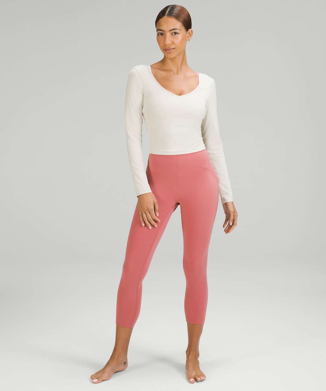 Lululemon Women's Align Long Sleeve Cropped Shirt Size 8 PSAV pink