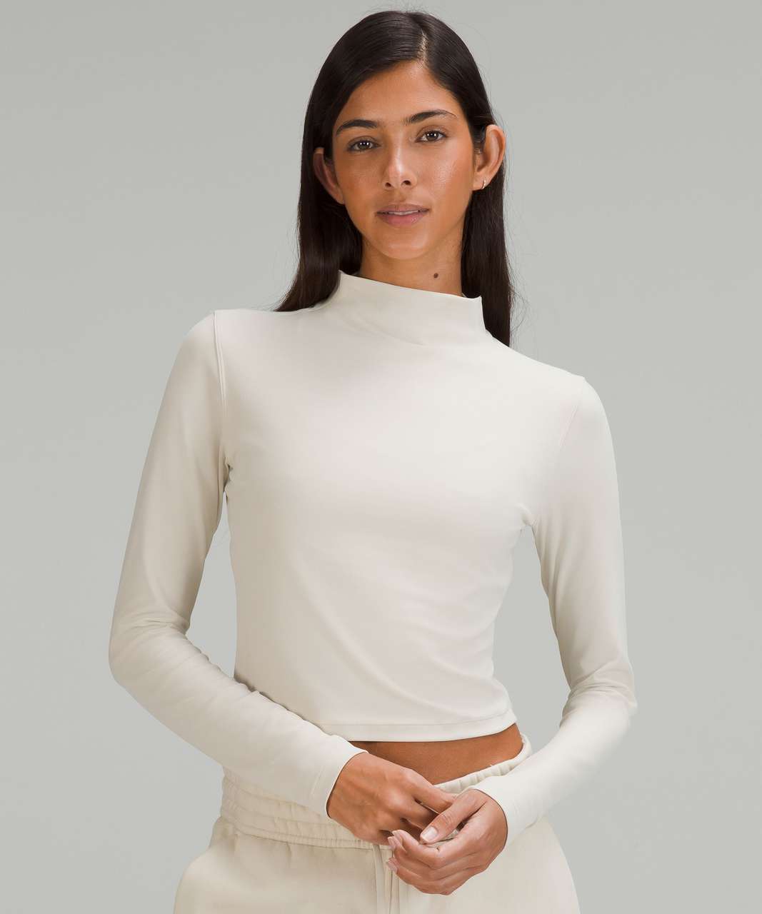 Lululemon All Aligned Mock Neck Long Sleeve Shirt - Natural Ivory