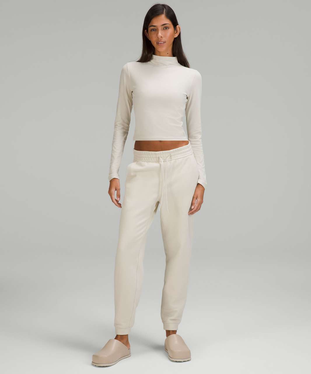 Lululemon All Aligned Mock Neck Long Sleeve Shirt - Natural Ivory ...