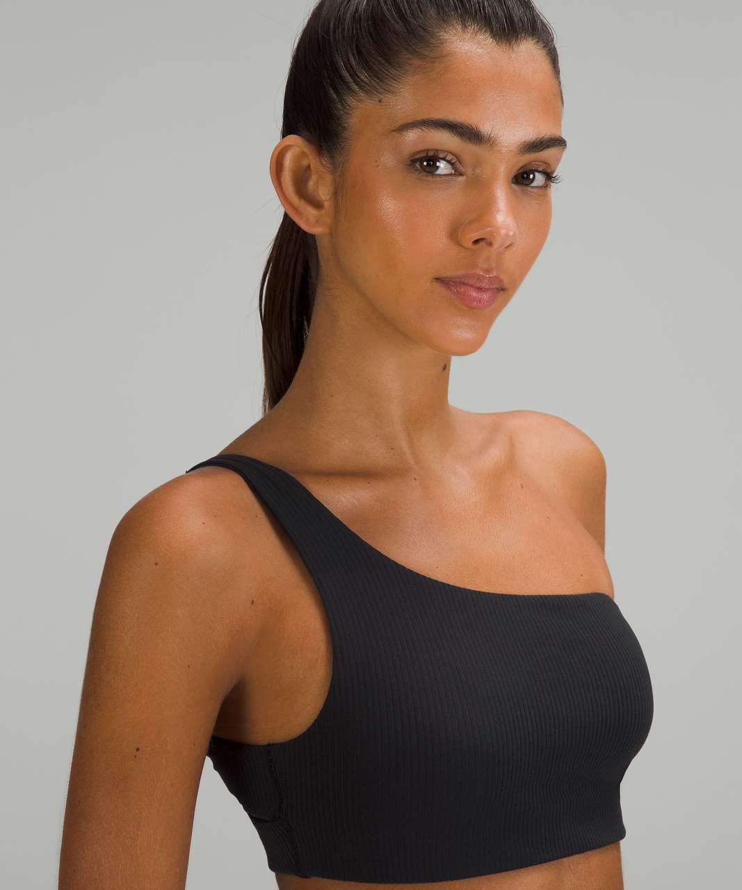 Lululemon Ribbed Nulu Asymmetrical Yoga Bra *Light Support, A/B Cup - Black