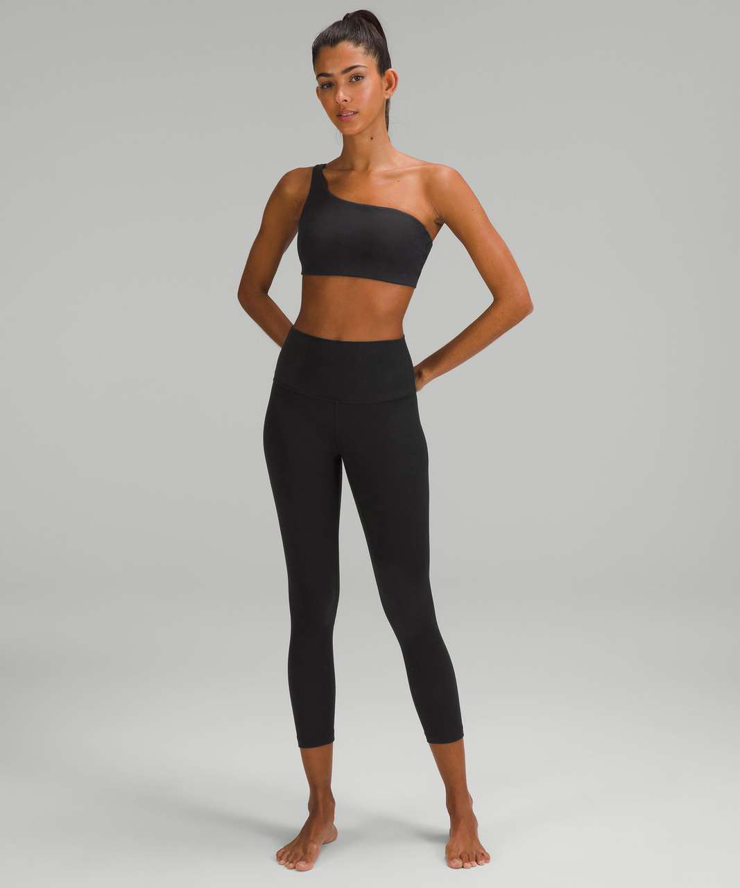 Lululemon Ribbed Nulu Asymmetrical Yoga Bra *Light Support, A/B Cup - Black  - lulu fanatics