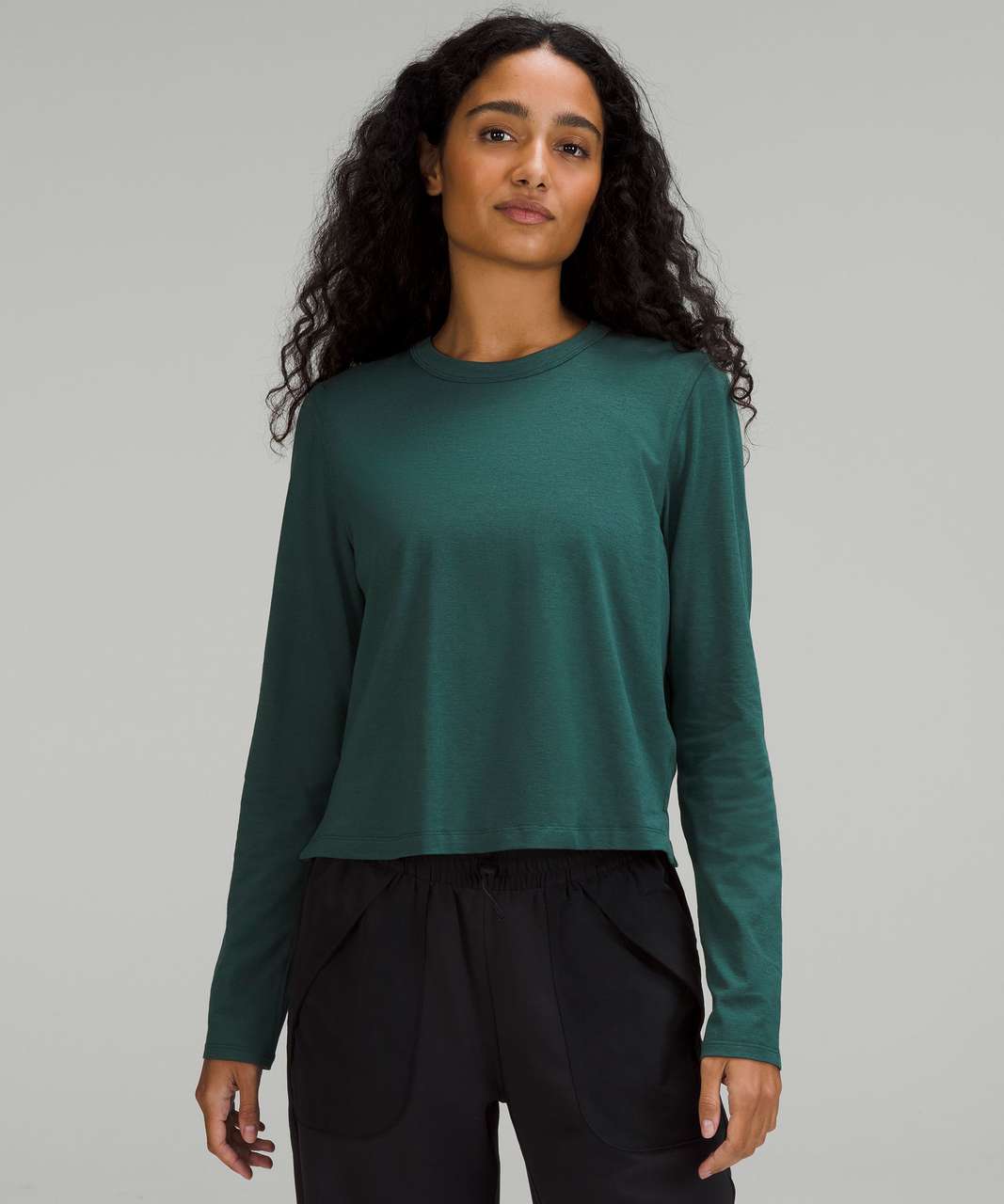 Lululemon Asymmetrical Ribbed Cotton Long-Sleeve Shirt - Kohlrabi Green -  lulu fanatics